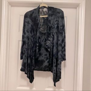 Black Tie Dye Cardigan With Cute Cutout